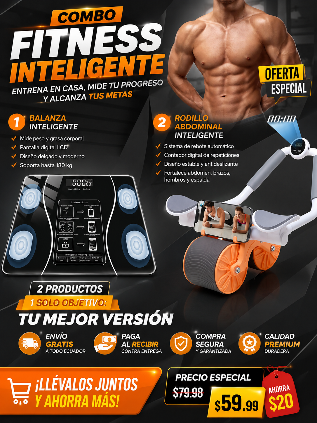 💪 SUPER RODILLO ABDOMINAL INTELIGENTE ¡Entrena desde casa y fortalece tu abdomen de forma más cómoda! 🚚 ENVÍO GRATIS A TODO ECUADOR 💵 PAGA CUANDO RECIBAS (Contra Entrega)